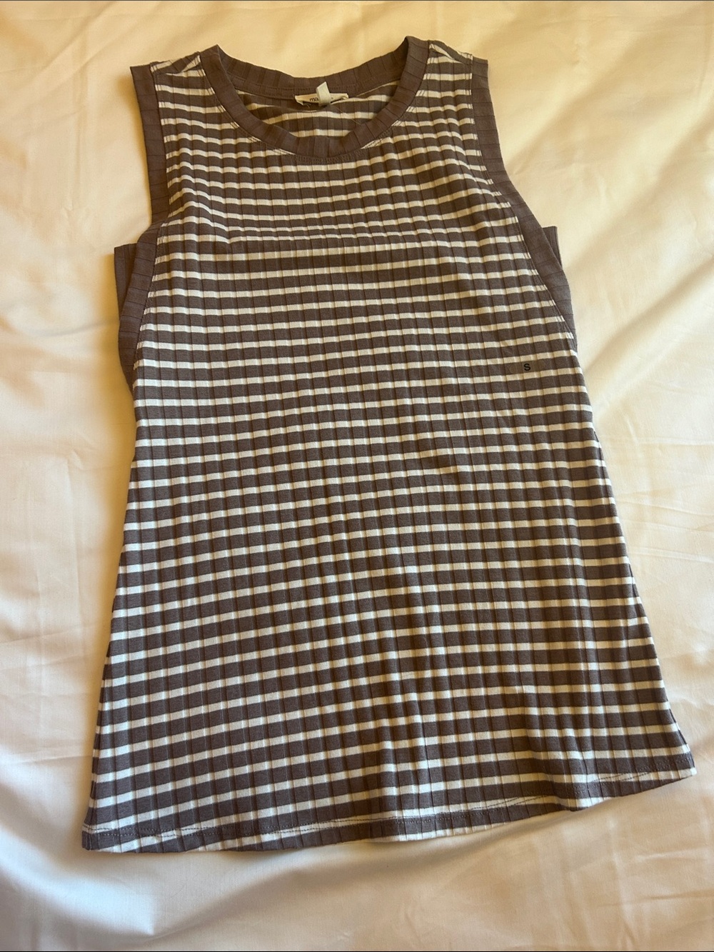 Maurices Ribbed Striped Tank Top - Mauve & White